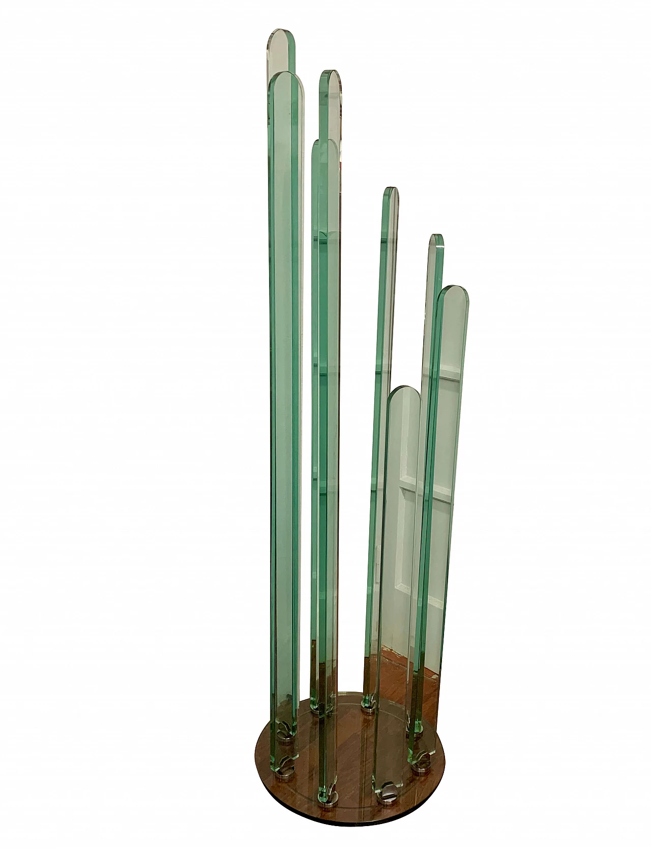Glass coat rack, green and chrome pleated, 1980s 1089197