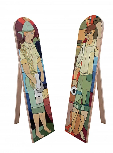 Two decorative tile compositions, 50s