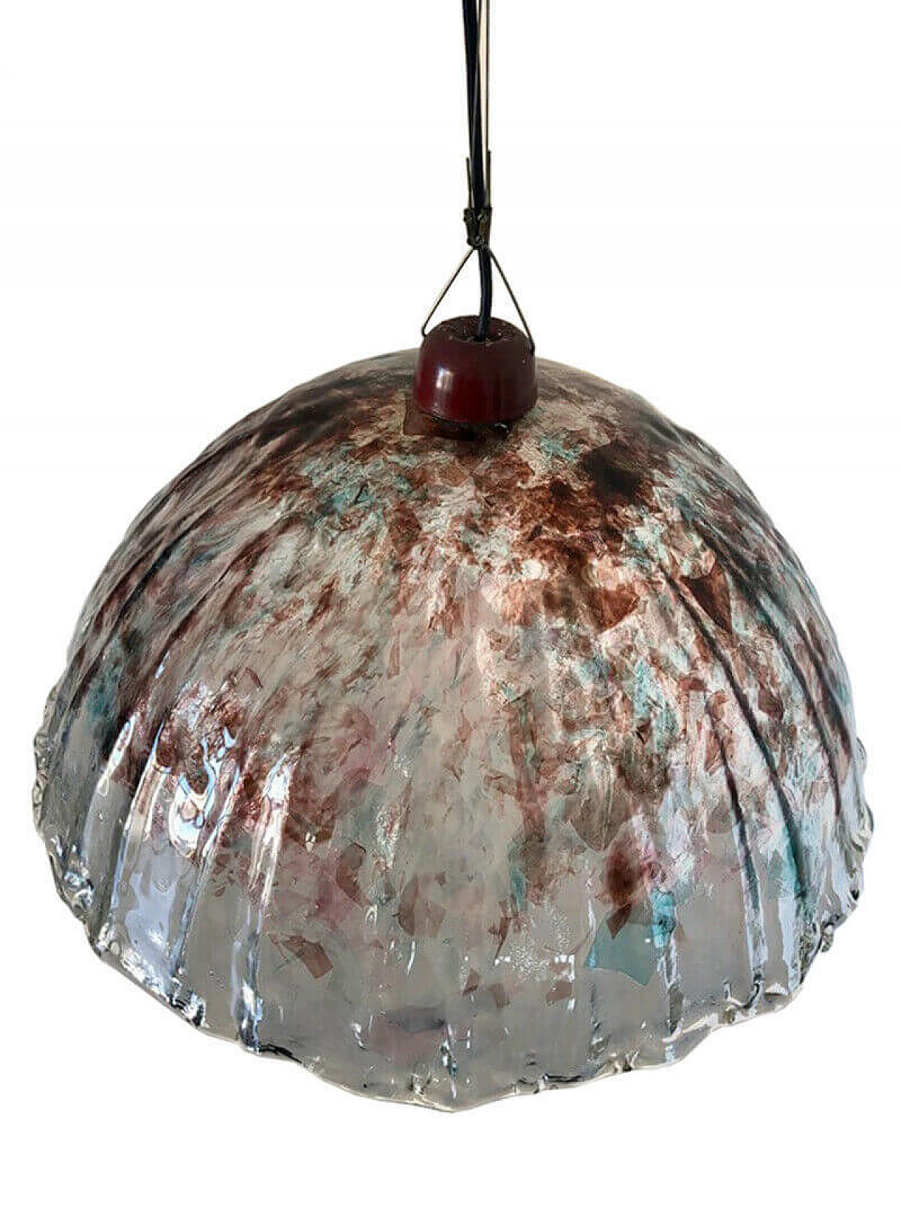 Lampadario vetro di murano bianco e rosso, anni '60 1089546