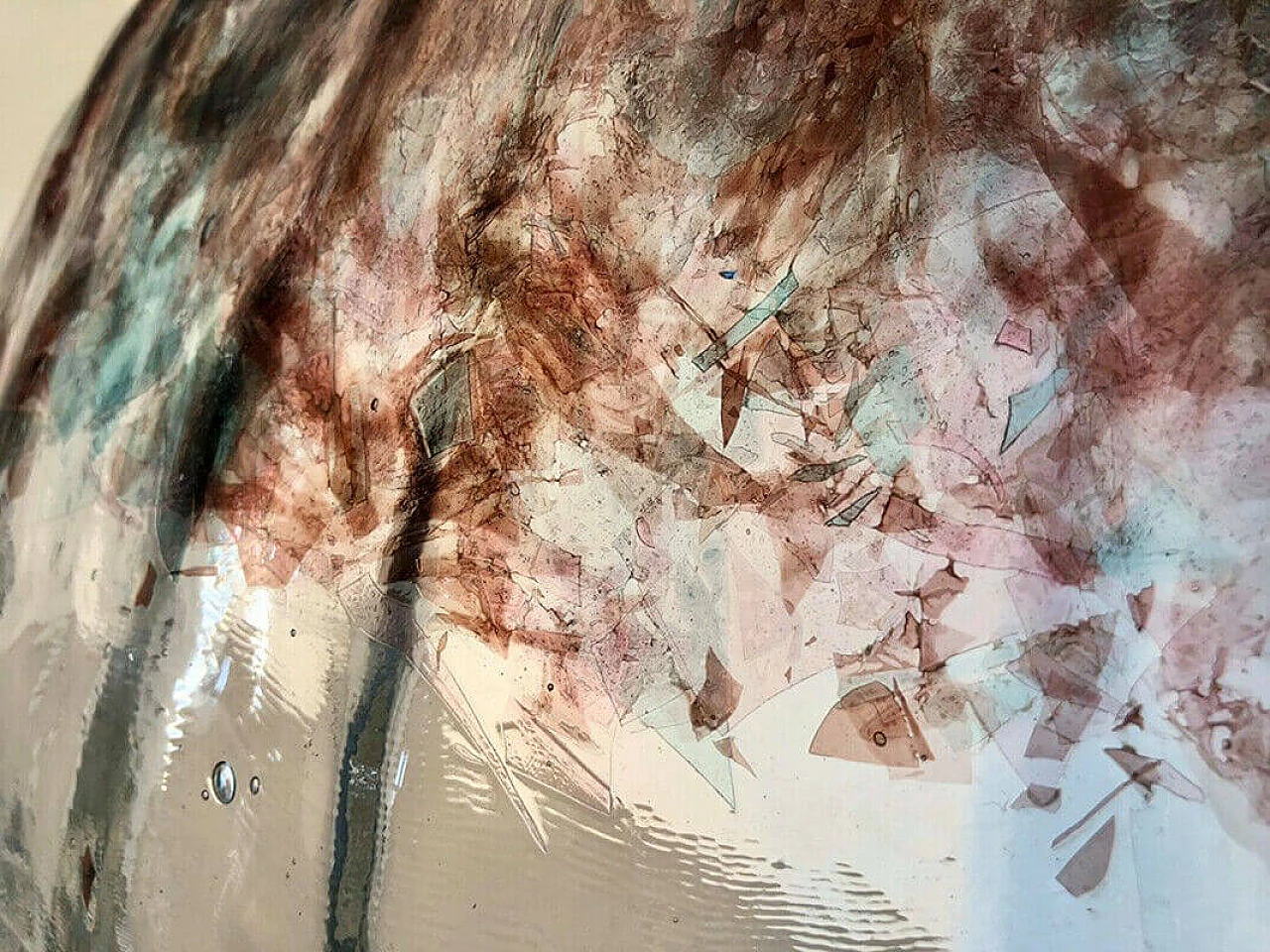 Lampadario vetro di murano bianco e rosso, anni '60 1089549