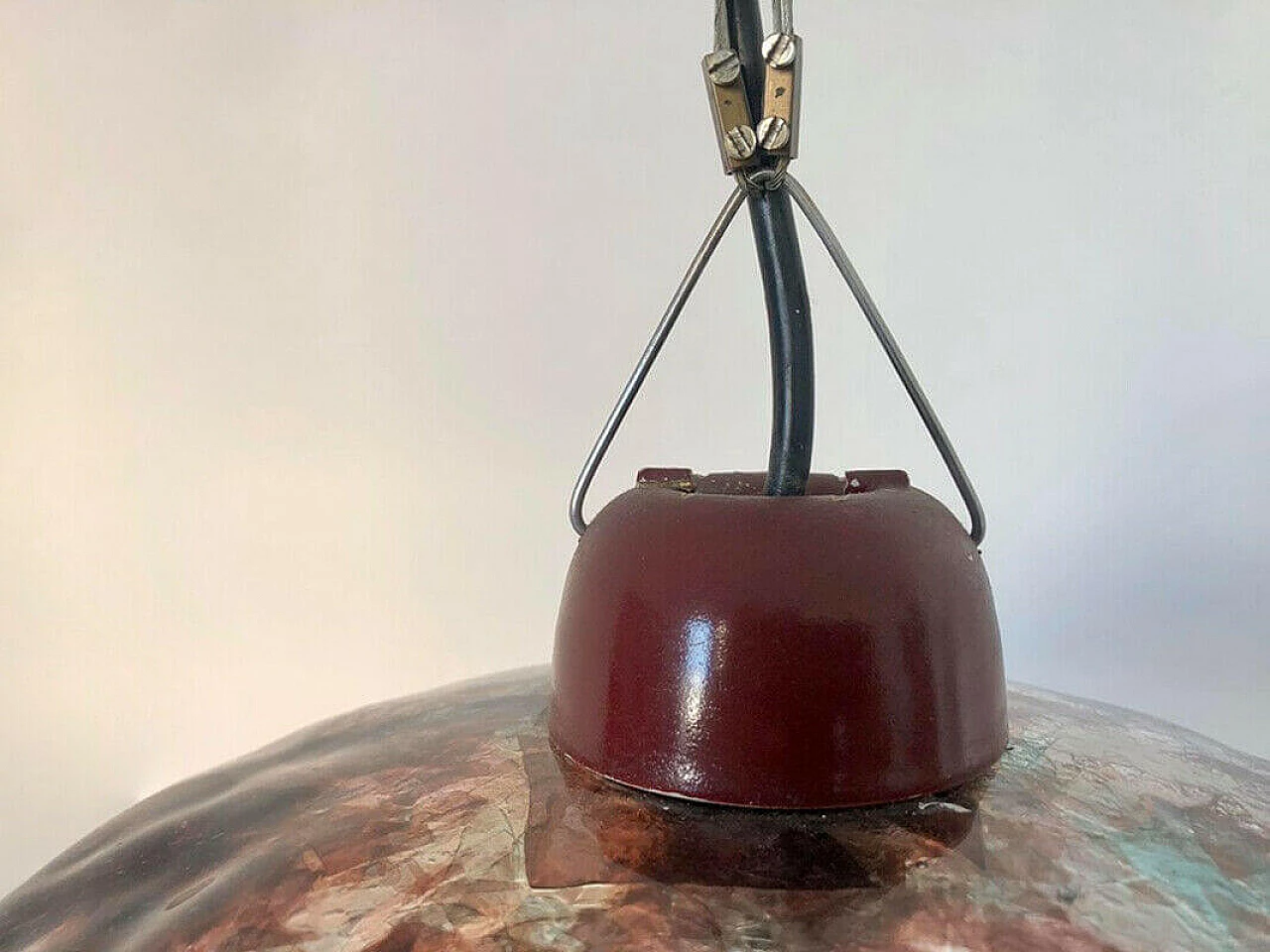 Lampadario vetro di murano bianco e rosso, anni '60 1089550