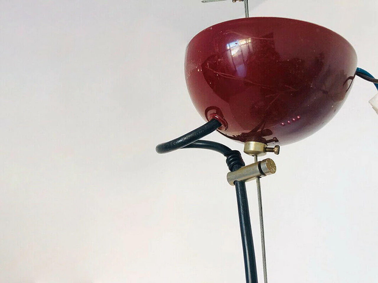 Lampadario vetro di murano bianco e rosso, anni '60 1089552