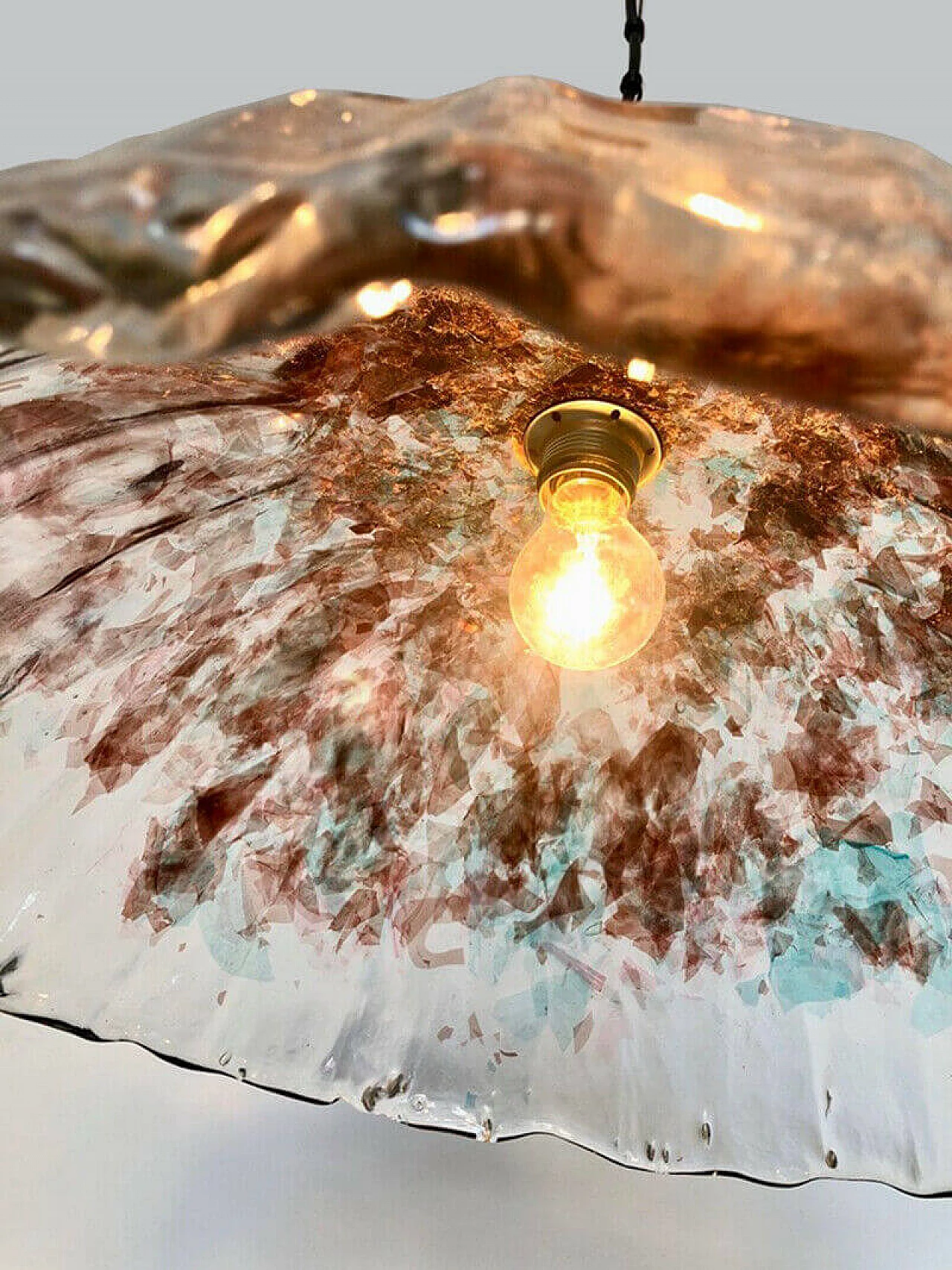 Lampadario vetro di murano bianco e rosso, anni '60 1089553