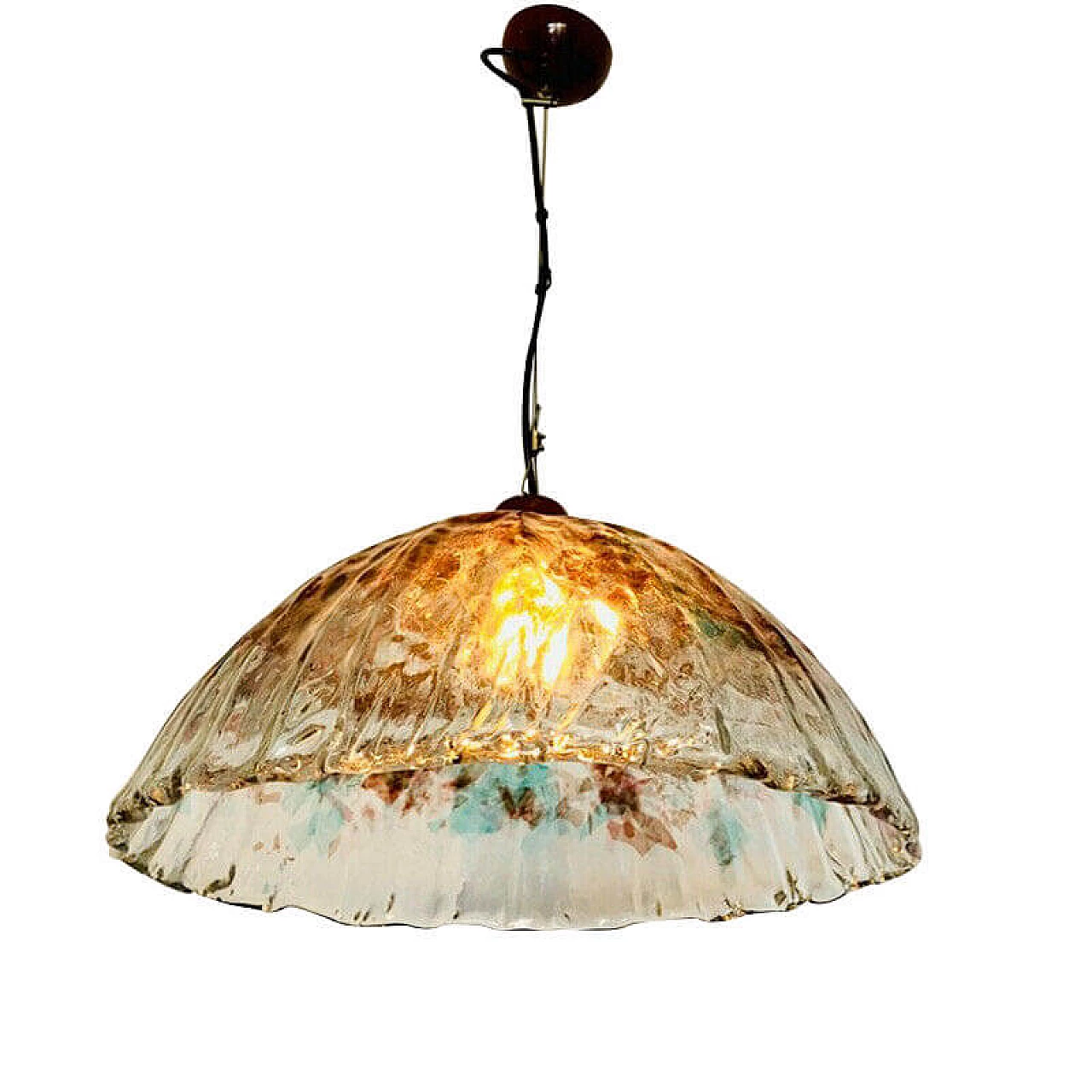 Lampadario vetro di murano bianco e rosso, anni '60 1089689