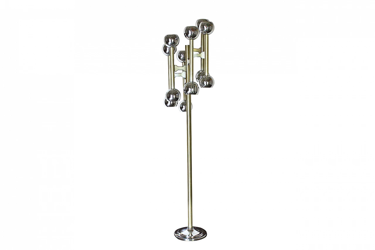 Vintage chrome-plated floor lamp with 12 lights, 70s 1089699