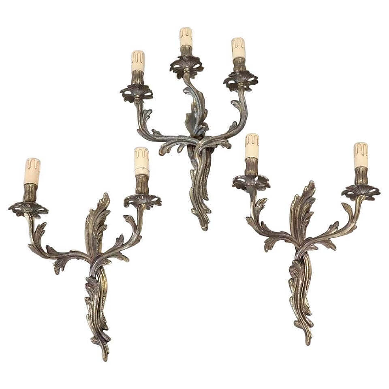3 Applique antiche in bronzo dorato, fine sec. XIX 1089883