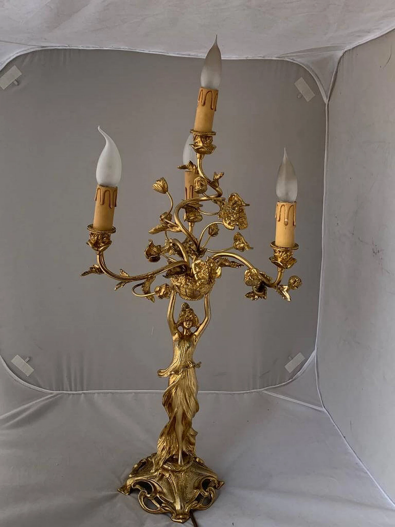 Lampada a 5 luci Art Nouveau, inizio 900 1090284