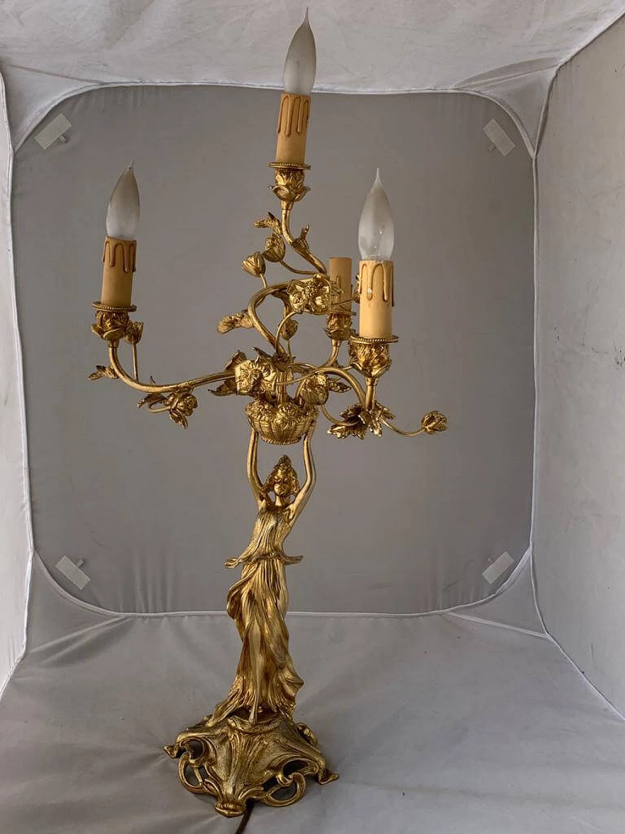 Lampada a 5 luci Art Nouveau, inizio 900 1090285