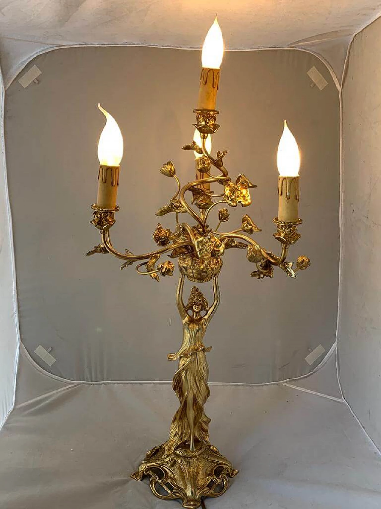 Lampada a 5 luci Art Nouveau, inizio 900 1090286