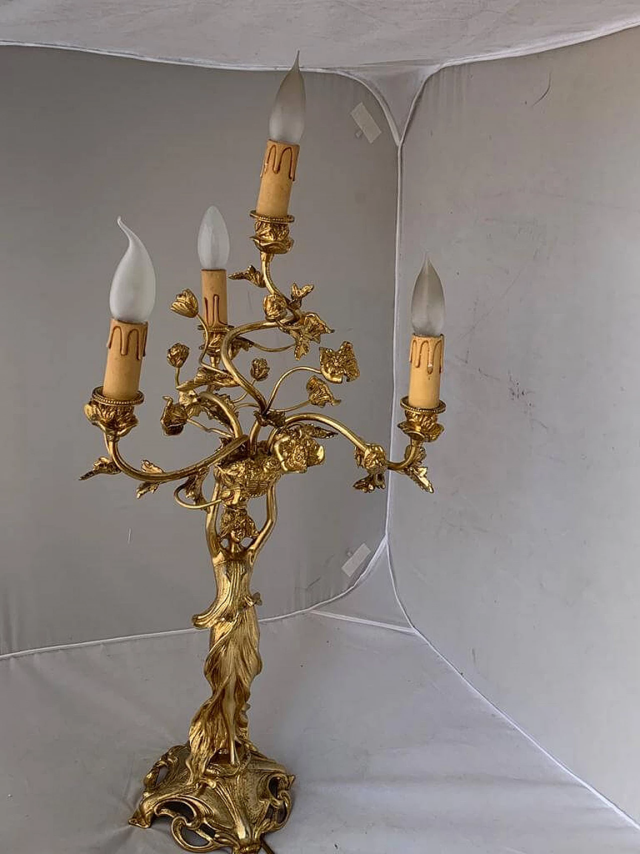 Lampada a 5 luci Art Nouveau, inizio 900 1090290