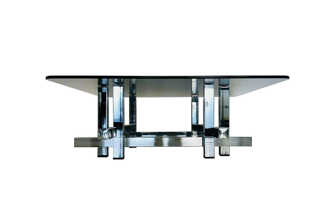 Steel coffee table with glass top, David Hicks style, 1970s 1090314