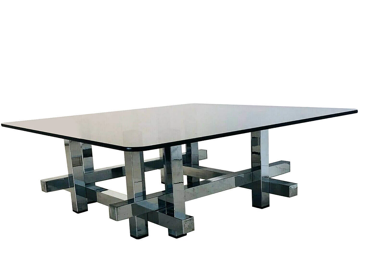 Steel coffee table with glass top, David Hicks style, 1970s 1090315