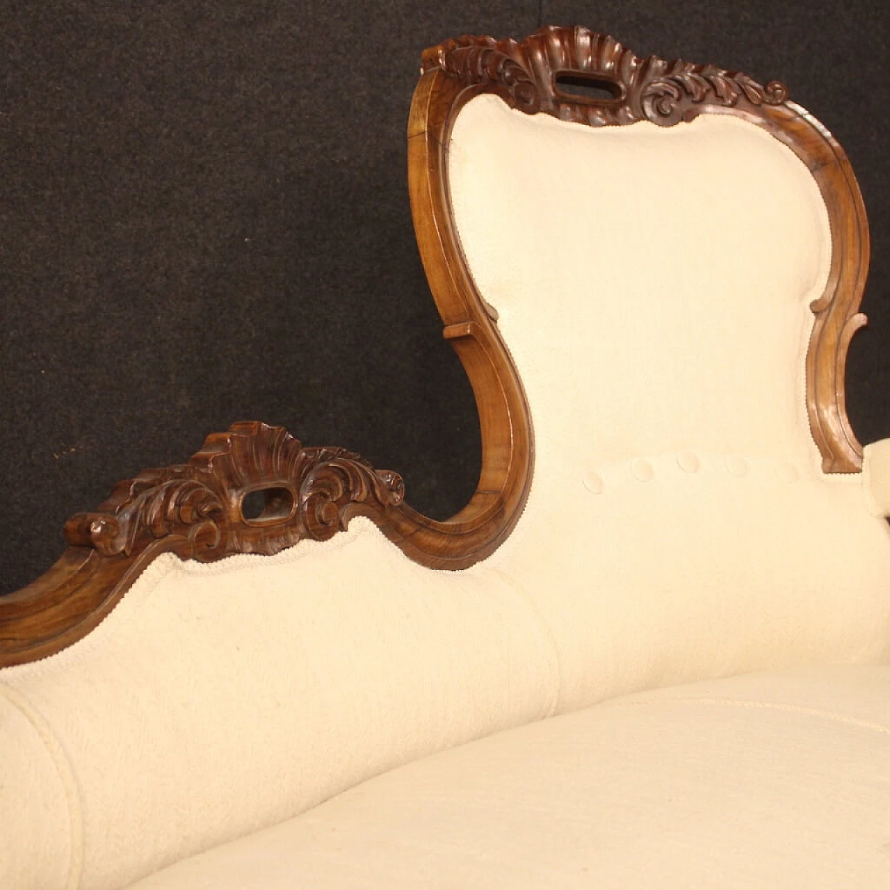 Walnut and fabric sofa with casters, late 19th century 1090595