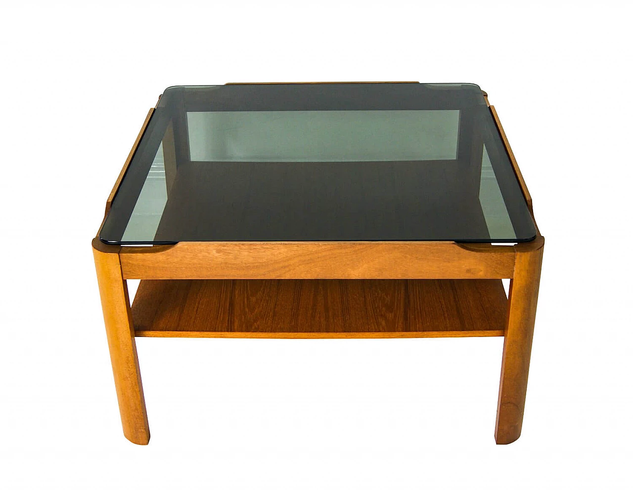 Teak coffee table with smoked glass top, Myer, 1970s 1091017
