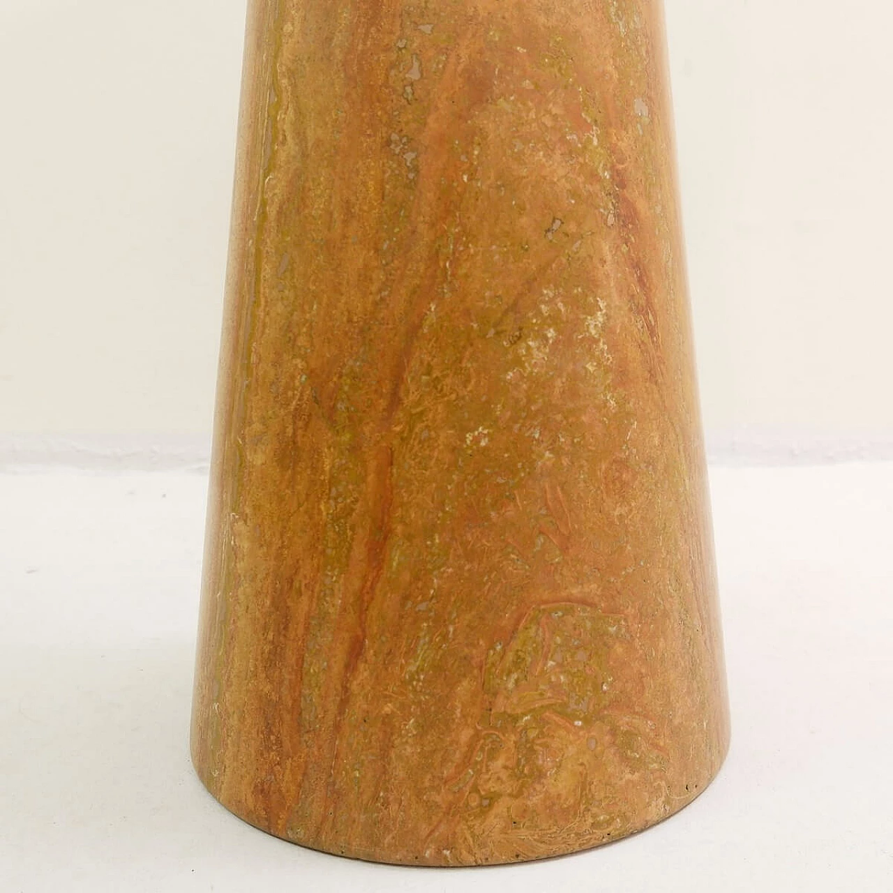 Red Travertine dining table with glass top by Angelo Mangiarotti 1091137