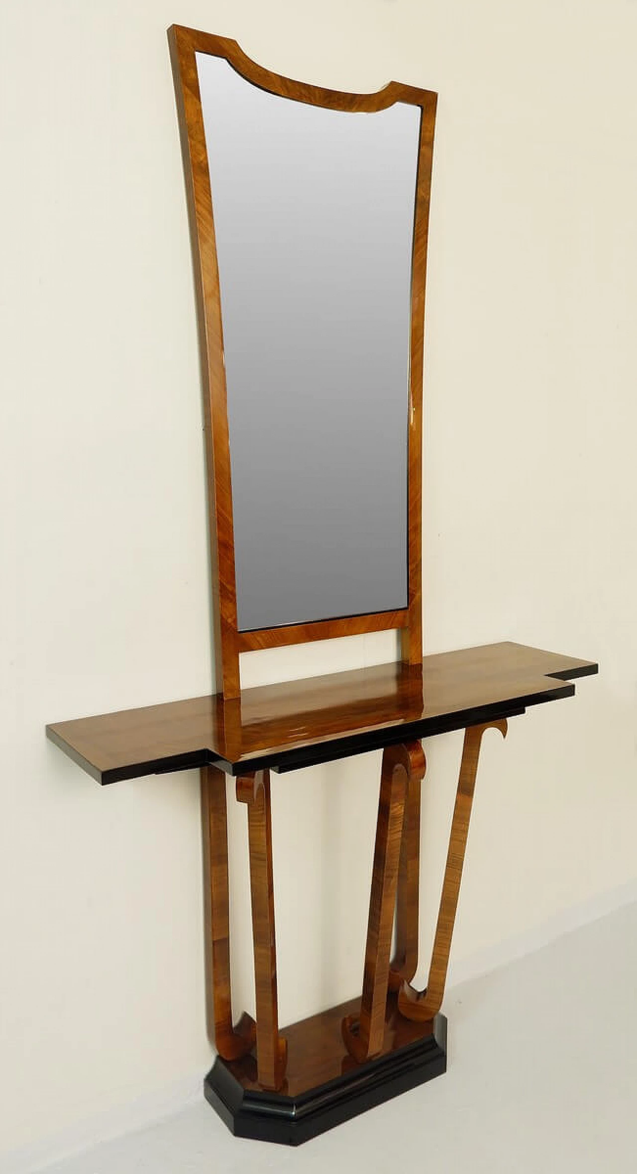 Italian Art Deco console table and mirror, walnut 1091170