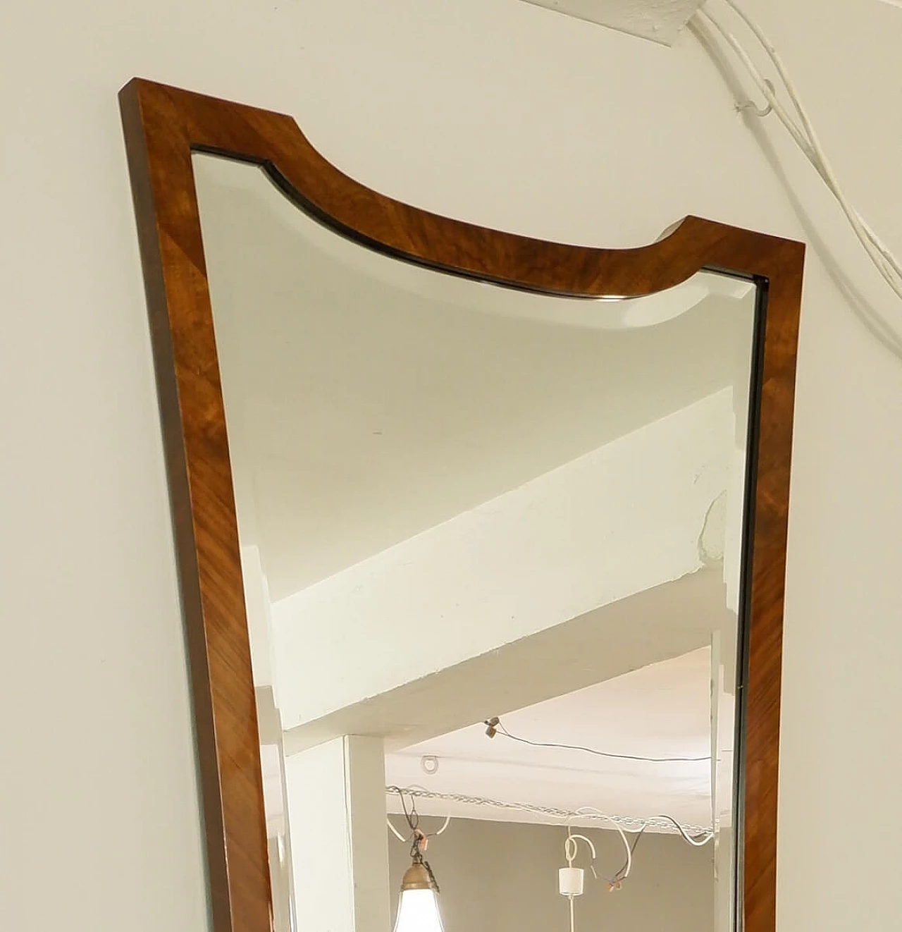 Consolle Art Déco italiana e specchio, noce 1091171