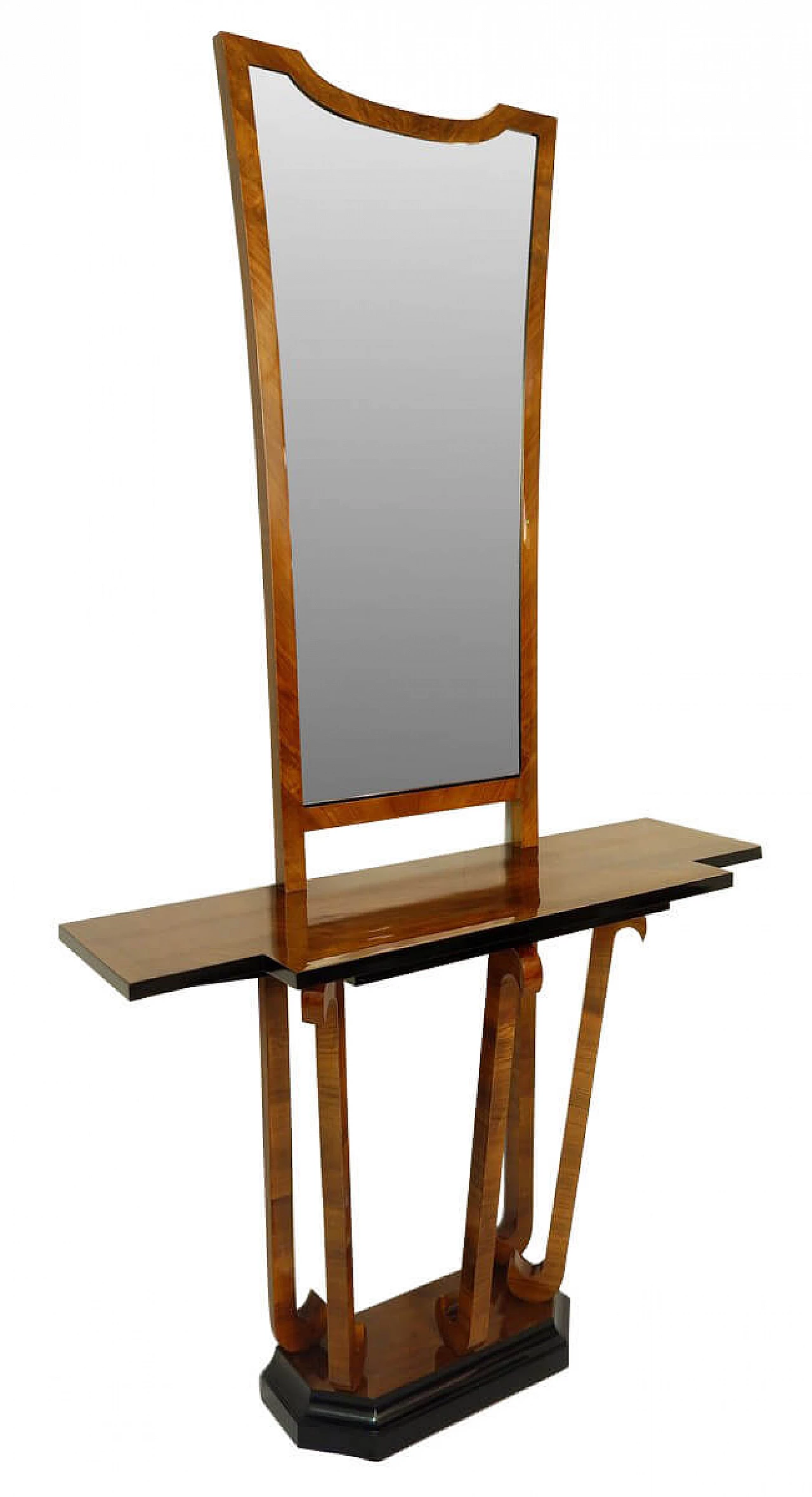 Italian Art Deco console table and mirror, walnut 1091285
