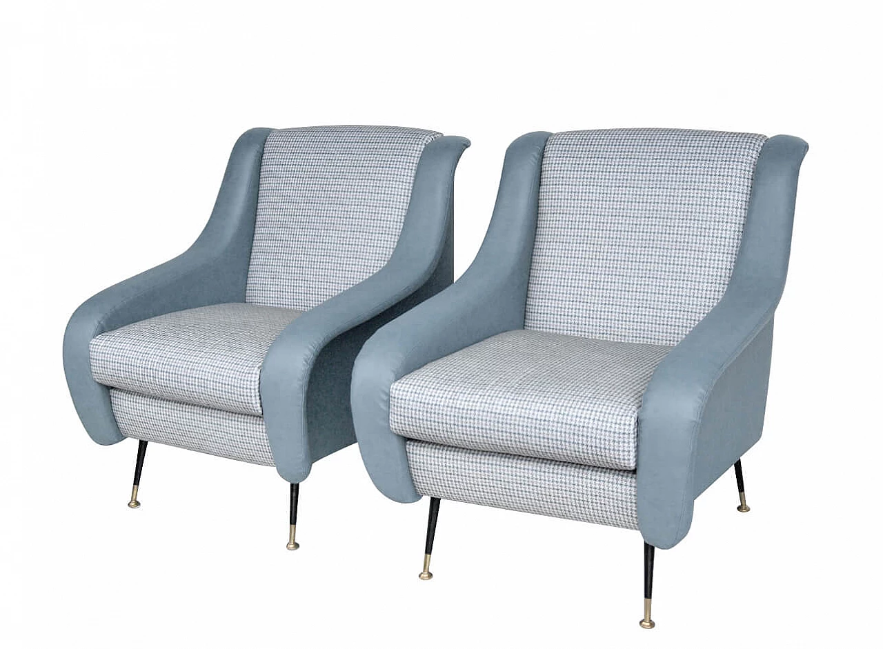 Pair of armchairs in shades of blue, 1950s 1091795