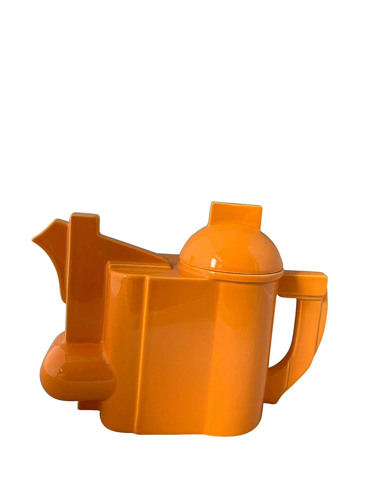 Modernist teapot in orange ceramic by Kazimir Malevich for Cleto Munari, 2000 1092501