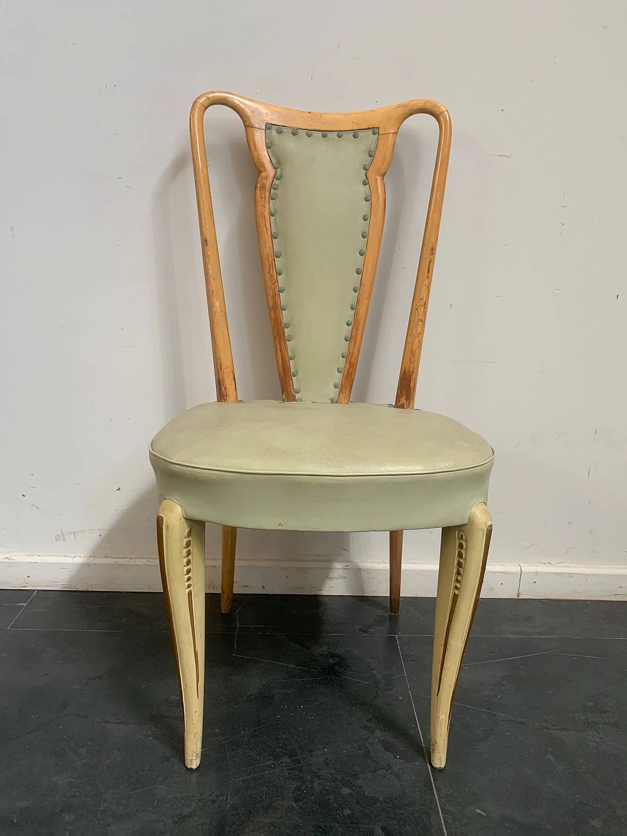 Dining chair in leather and Italian aniline lacquer from La Permanente Mobili Cantù, 1940s 1092595