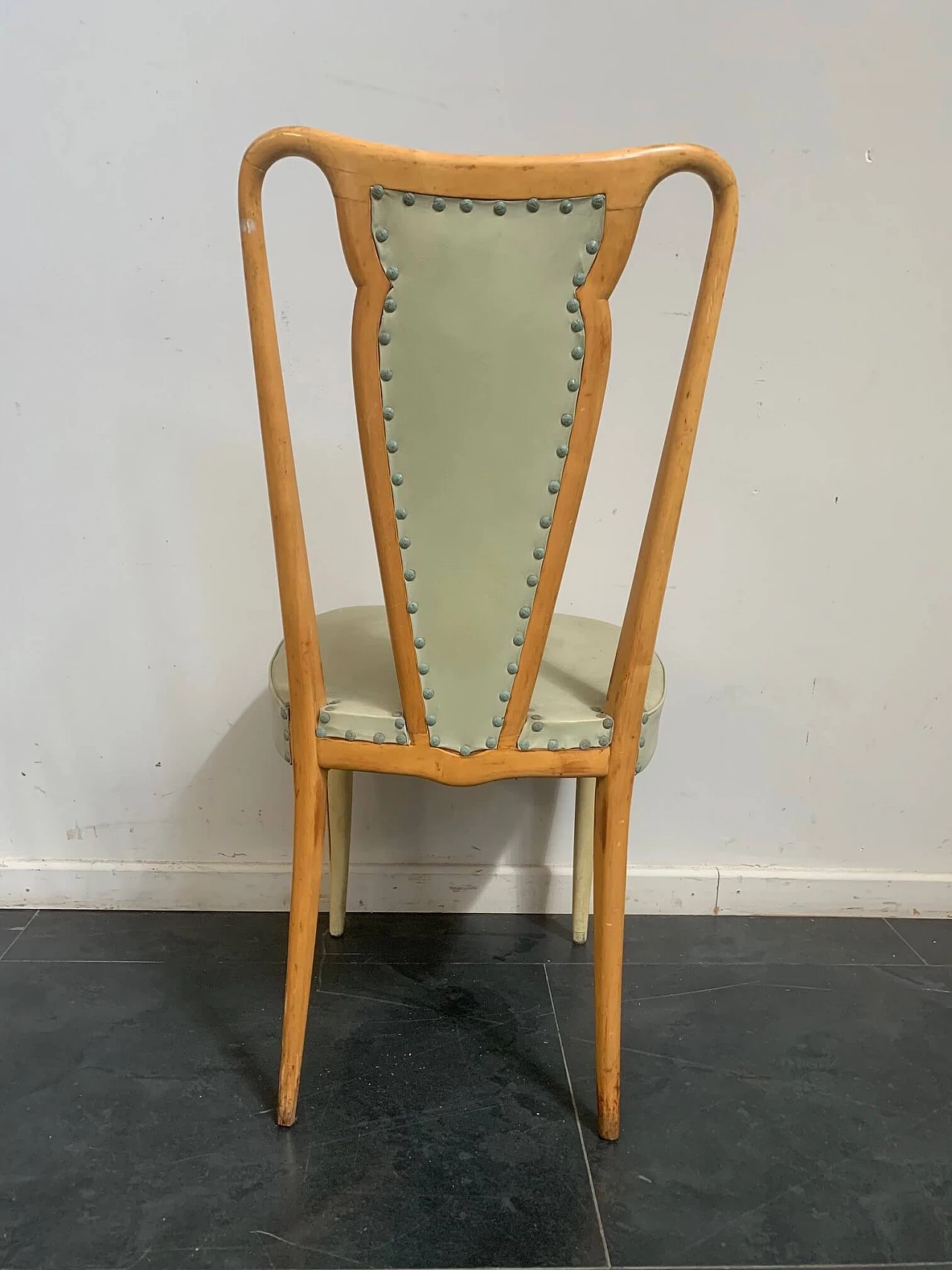 Dining chair in leather and Italian aniline lacquer from La Permanente Mobili Cantù, 1940s 1092596