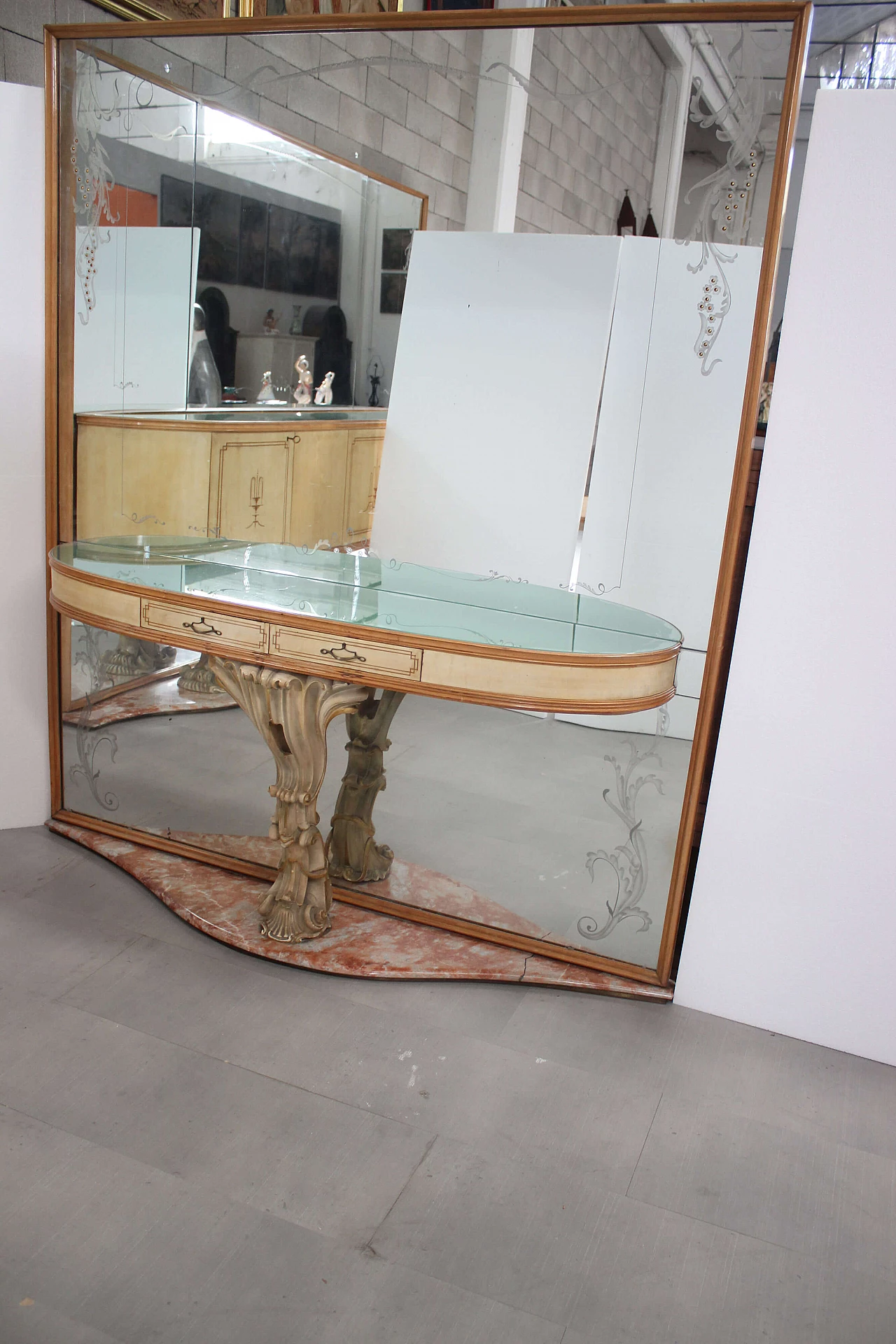 Console with mirror of La Permanente Furniture Cantù, 1940s 1092691