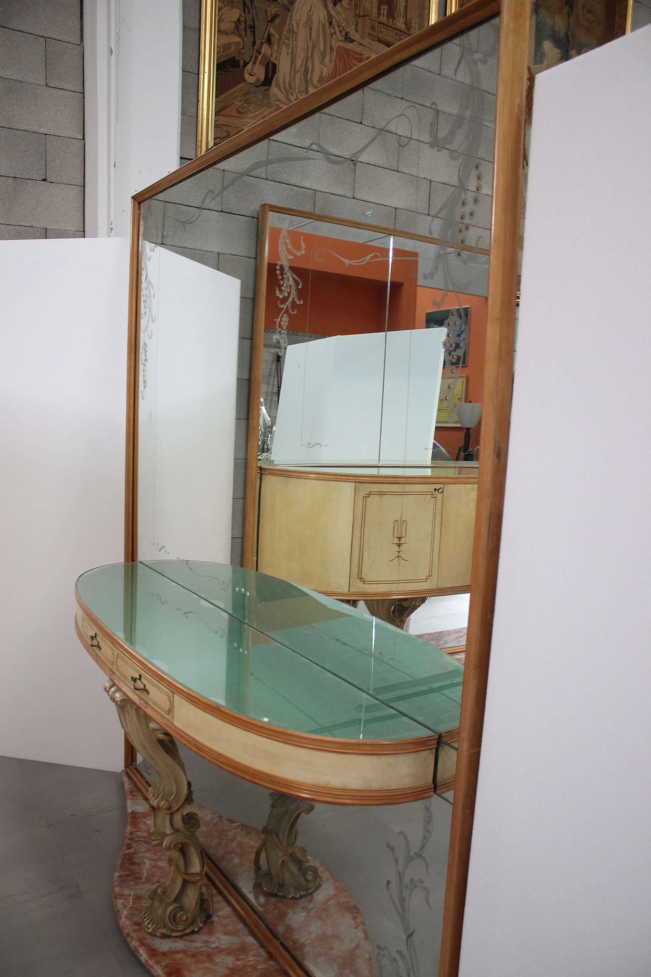 Console with mirror of La Permanente Furniture Cantù, 1940s 1092692