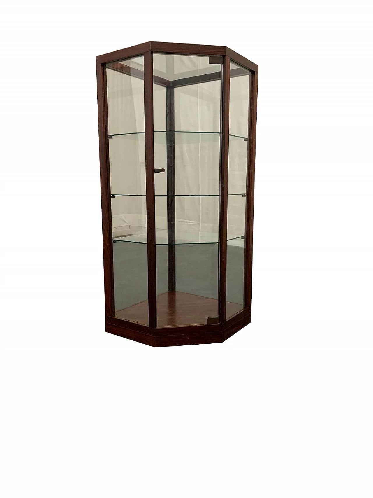 Vetrina angolare in vetro e palissandro, anni '60 1093113