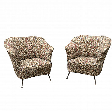 Pair of armchairs, italian manufacture, 1950s