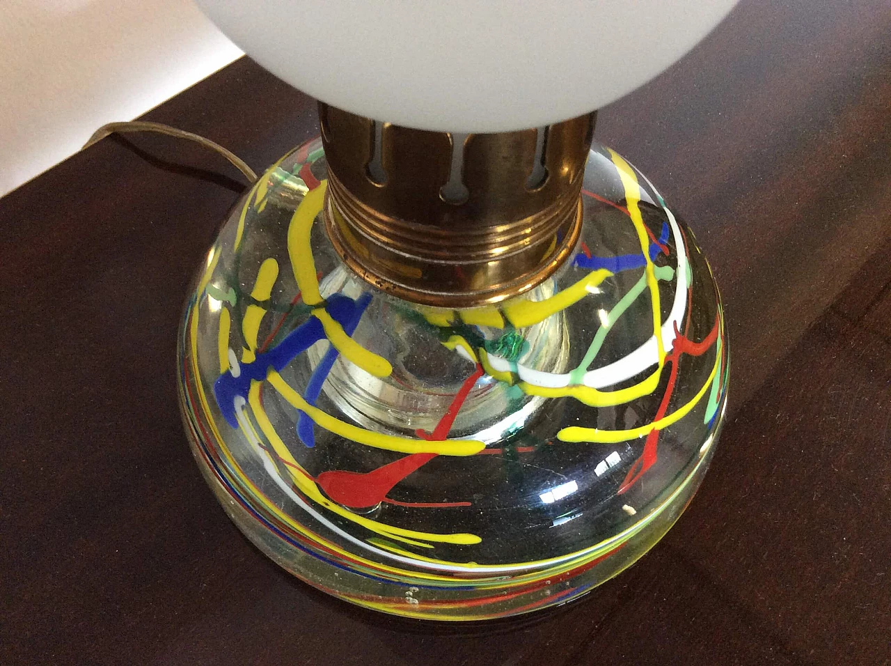 Lampada da tavolo in vetro di Murano di Dino Martens per Aureliano Toso, anni '50 1094251