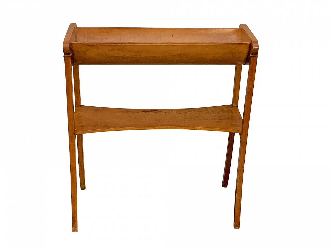 Elegante tavolino portaoggetti Biedermeier in acero, fine '800 1094386
