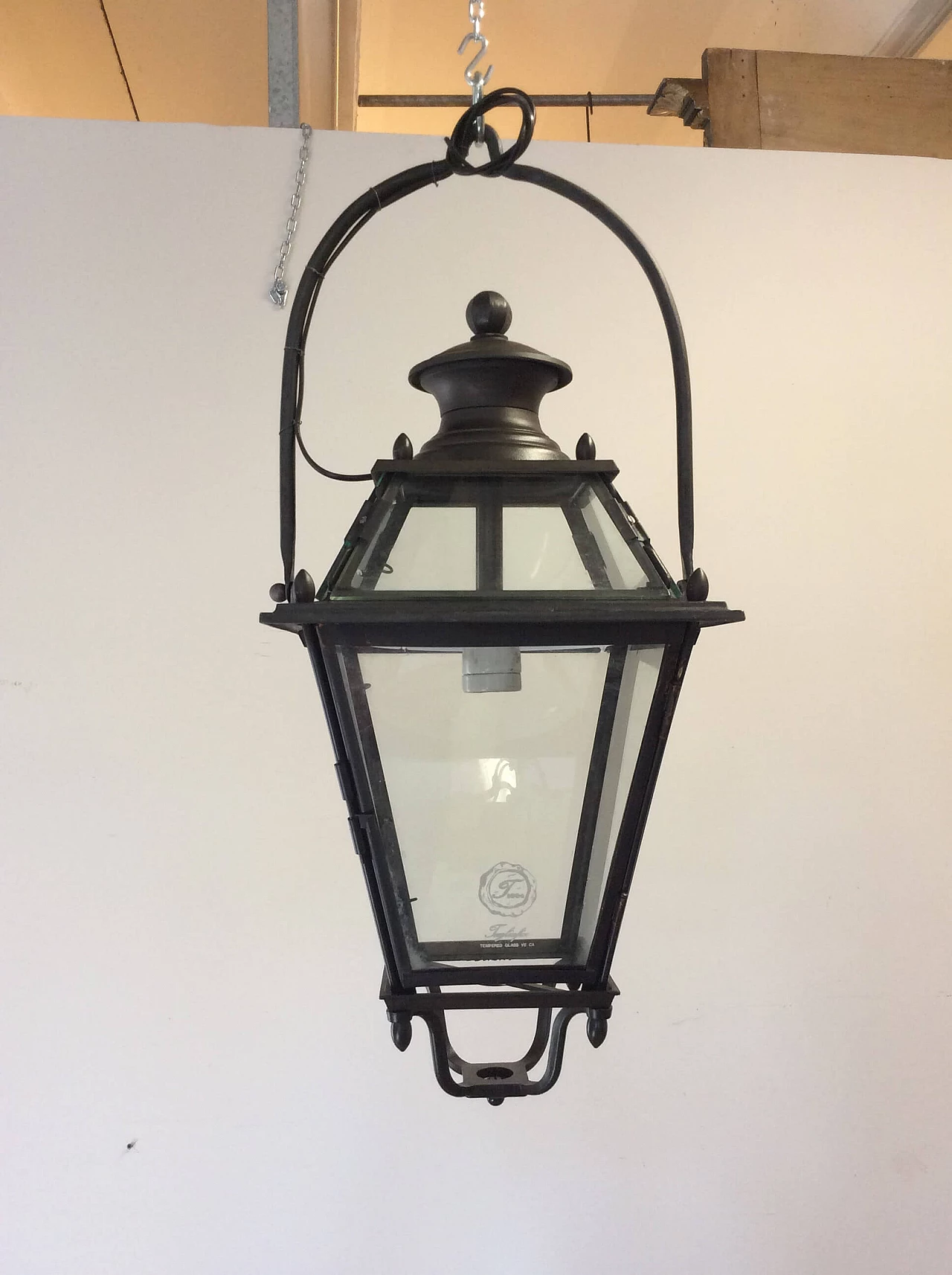 Glass and burnished bronze lantern by Tagliafico, 1940s 1094771