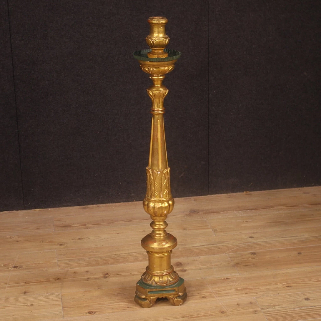 Lacquered and gilded wood and plaster torch holder, 19th century 1094803