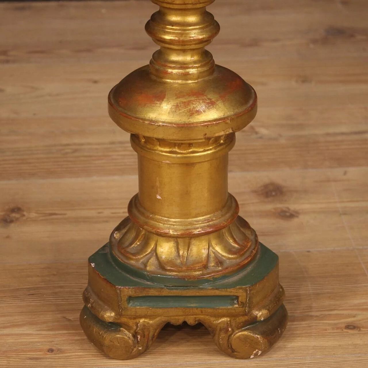 Lacquered and gilded wood and plaster torch holder, 19th century 1094805