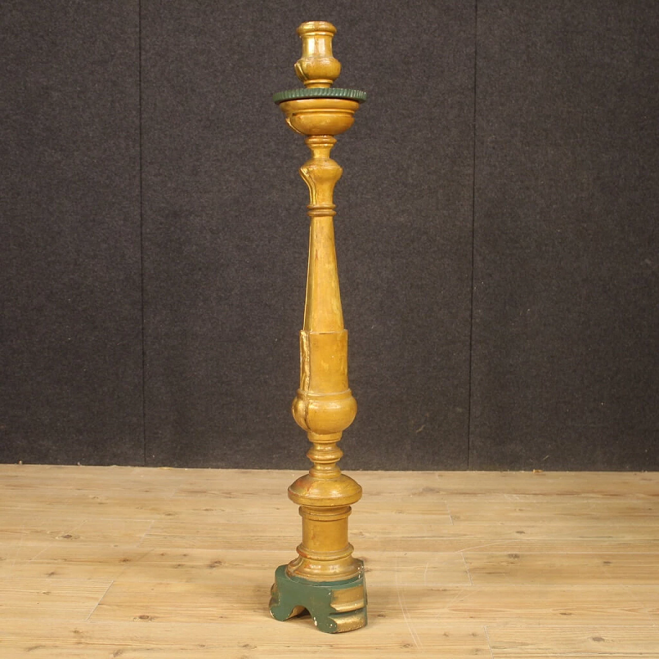 Lacquered and gilded wood and plaster torch holder, 19th century 1094807