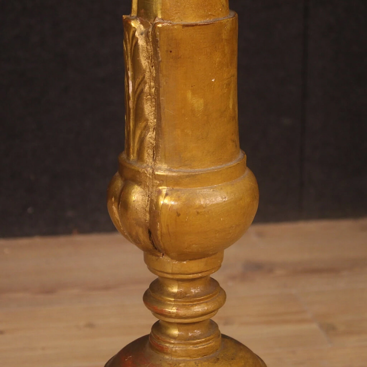 Lacquered and gilded wood and plaster torch holder, 19th century 1094808