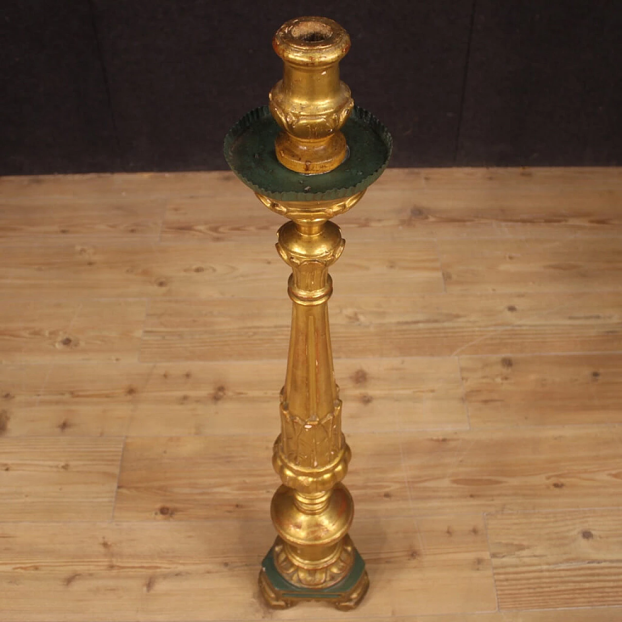 Lacquered and gilded wood and plaster torch holder, 19th century 1094810