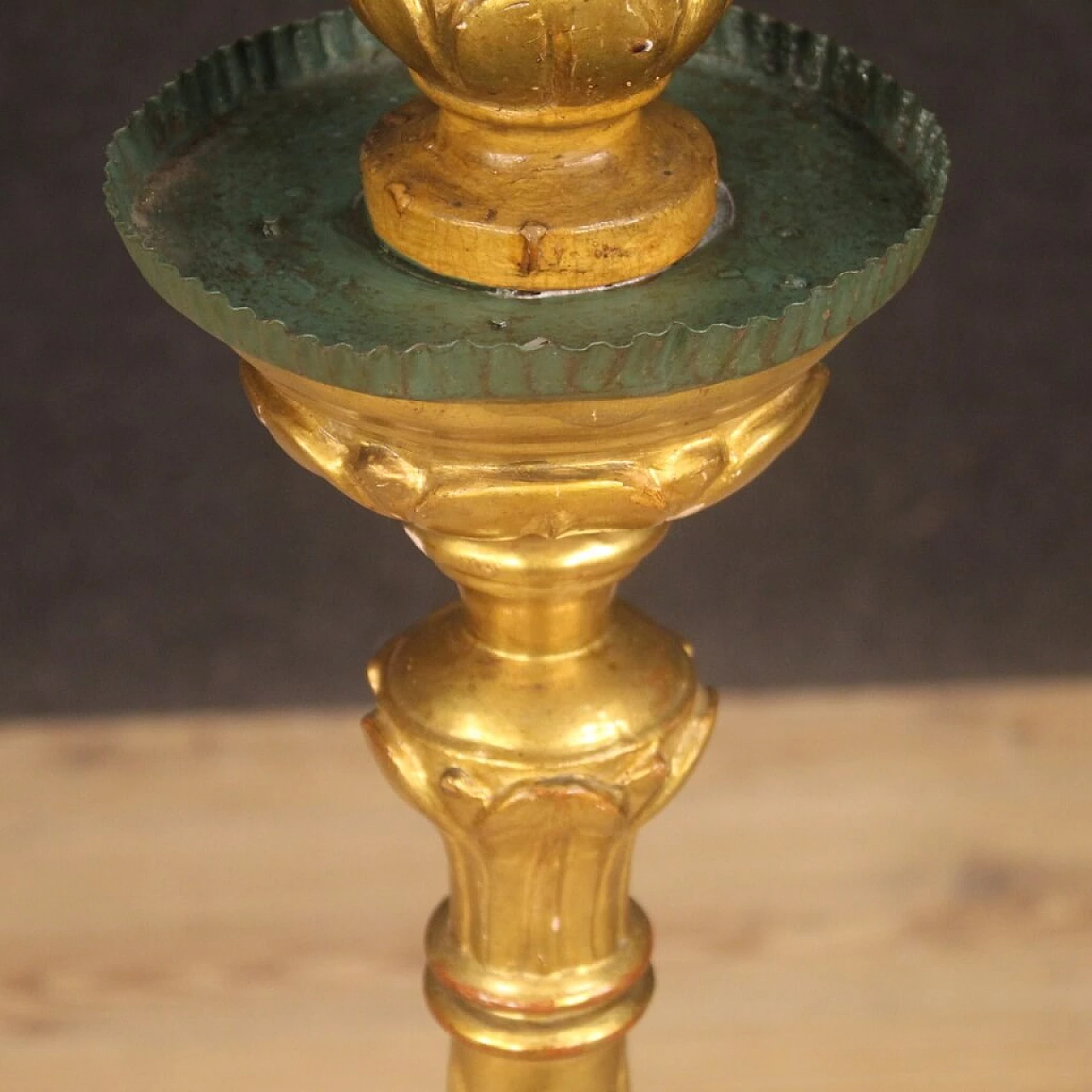 Lacquered and gilded wood and plaster torch holder, 19th century 1094811