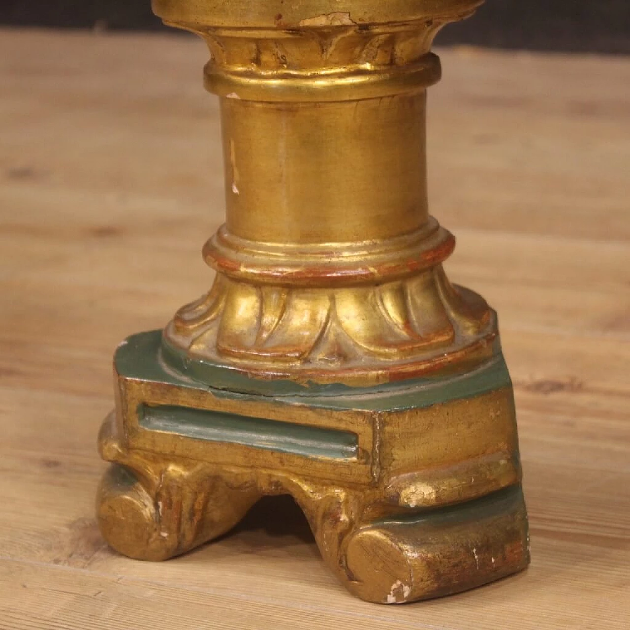 Lacquered and gilded wood and plaster torch holder, 19th century 1094813