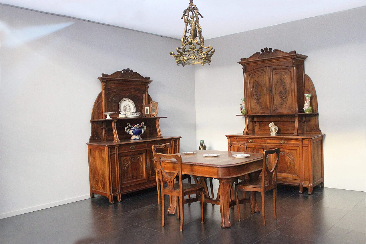 Set per sala da pranzo in ciliegio Art Nouveau di Pierre Mathieu, inizio '900 1094917