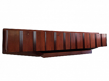 Wall mounted sideboard in walnut, in the style of Paolo Buffa, 50s