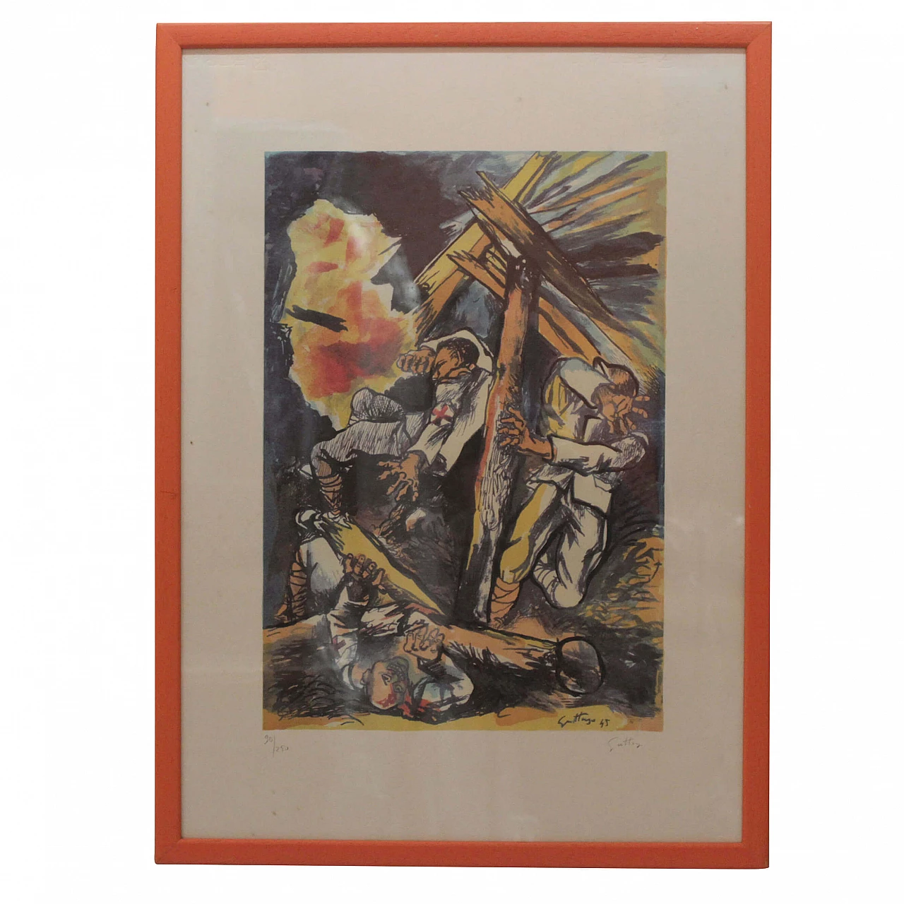 Set di 9 litografie di Renato Guttuso Addio alle armi, anni '40, editizione 90/250 1095296