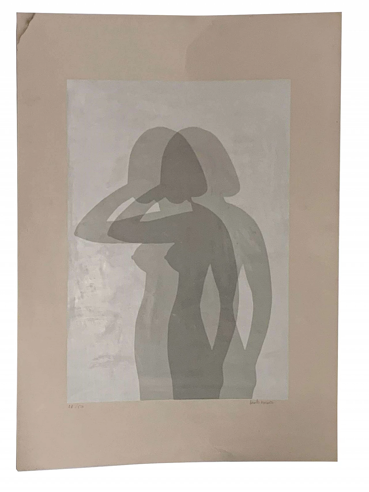 Silkscreen print by Berto Ravotti, Silhouette, 70's 1095302