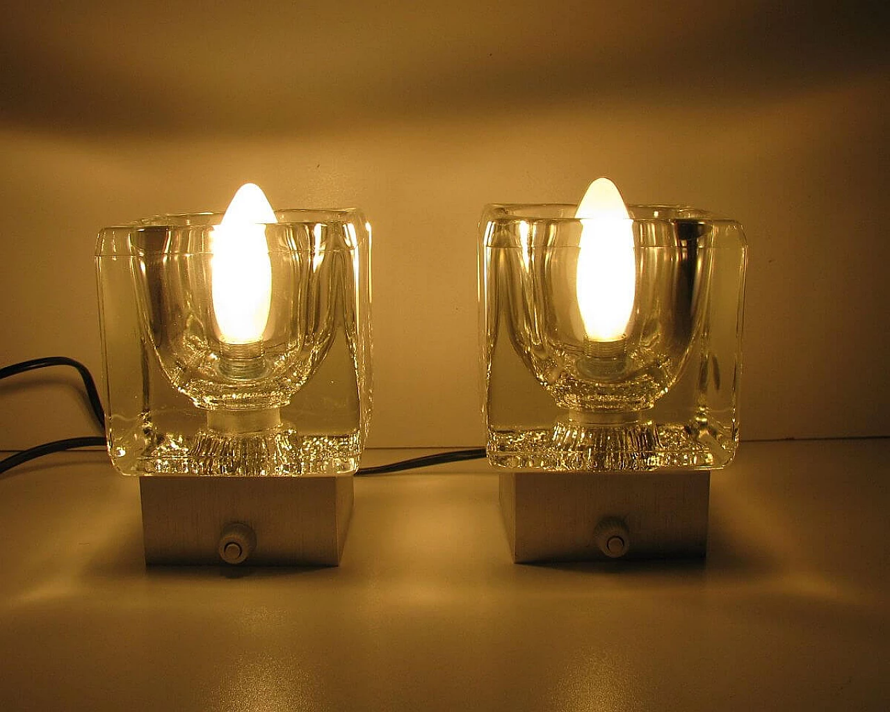Pair of wall lamps in aluminum and glass  from Peill & Putzler, 1970s 1095325