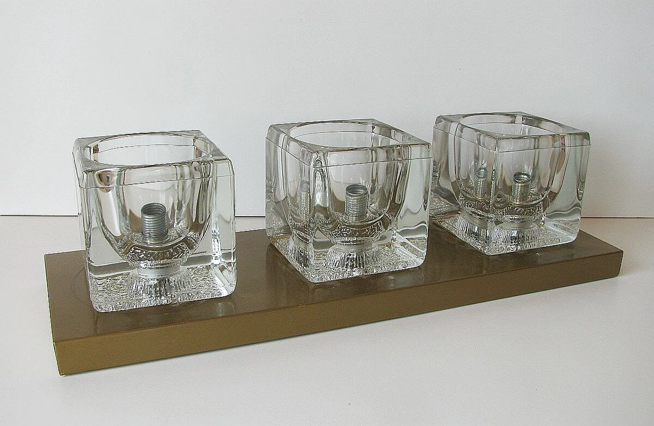 Applique in ottone e vetro di Peill & Putzler, anni '70 1095348