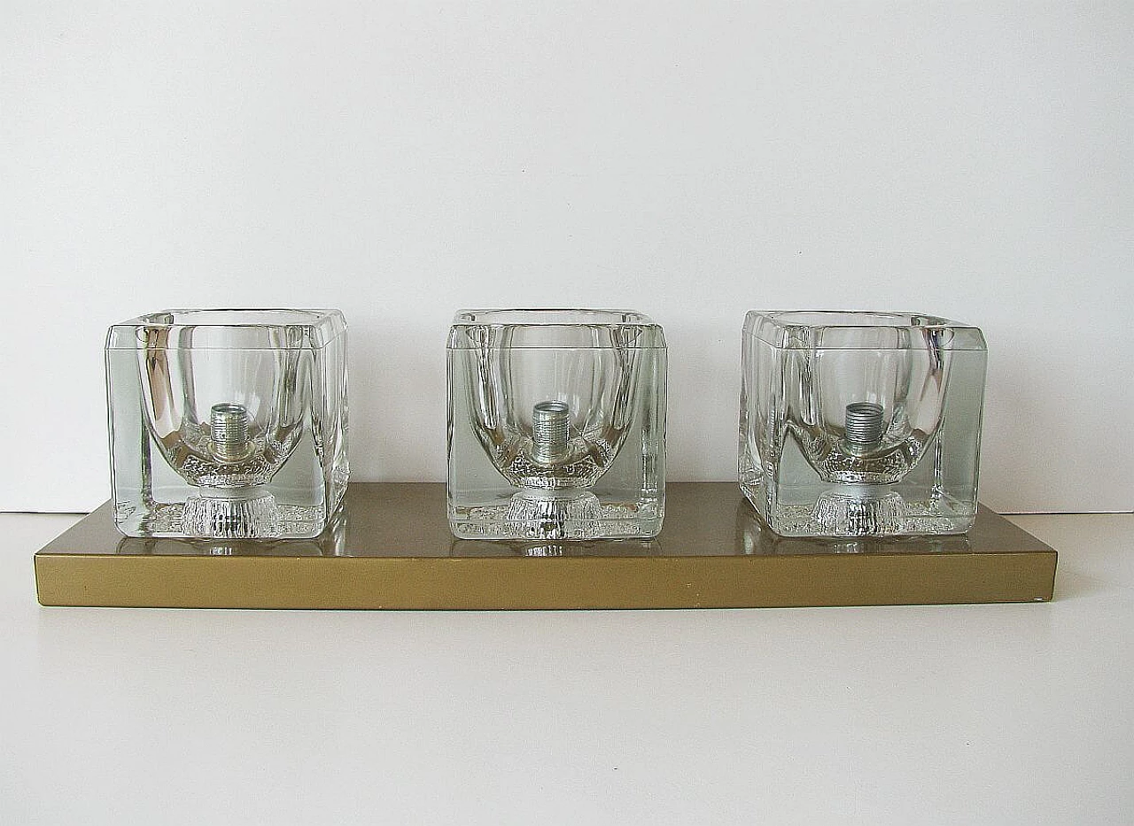 Applique in ottone e vetro di Peill & Putzler, anni '70 1095349