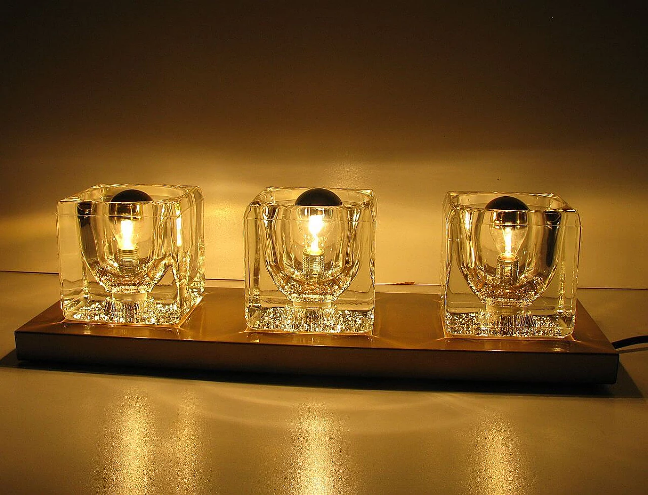 Applique in ottone e vetro di Peill & Putzler, anni '70 1095351