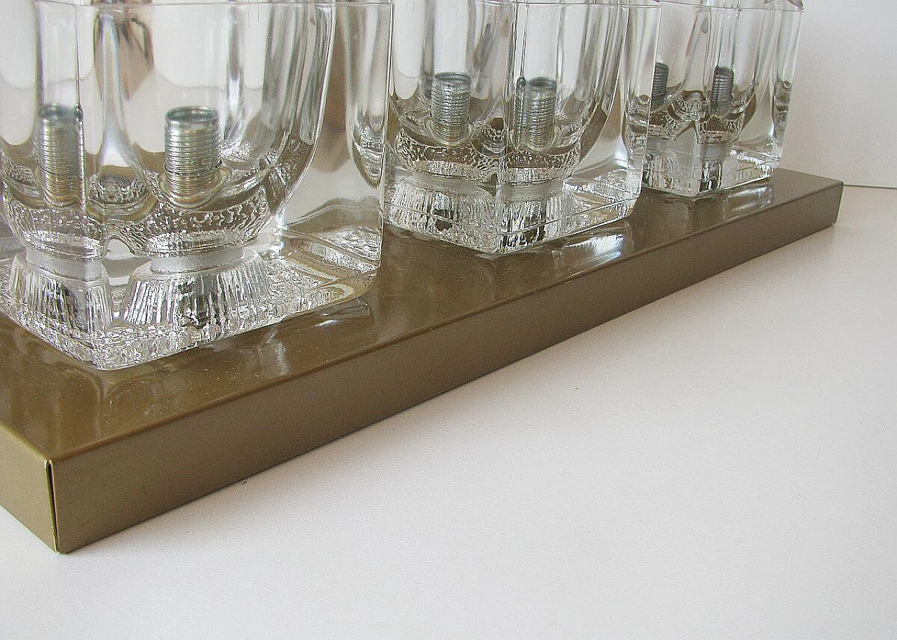 Applique in ottone e vetro di Peill & Putzler, anni '70 1095356