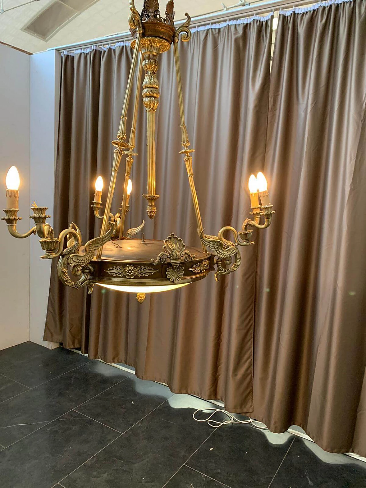 Empire chandelier in gilded bronze, end of the 19th century 1095428